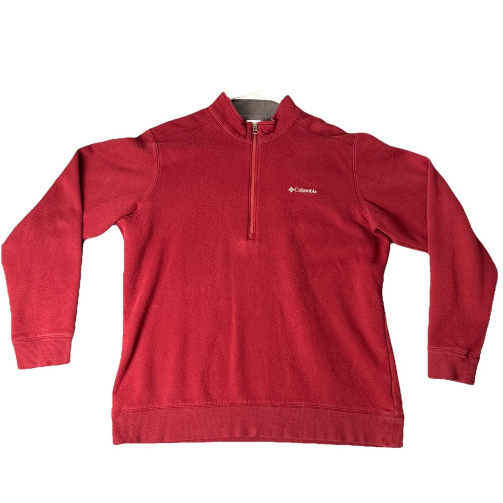 Columbia Barlow Basin 1/4 Zip Pullover Sweatshirt Size L Red XM6174